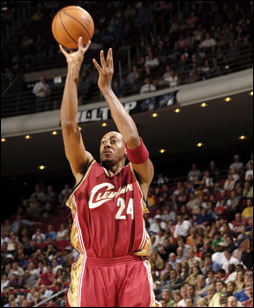 Cleveland Cavaliers shoots against the Orlando Magic on November 13, 2005 at TD